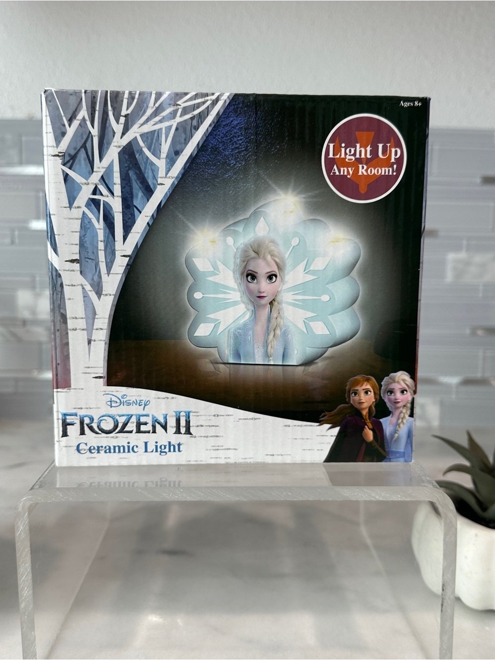 Disney Elsa Snowflake Ceramic Night Light - Blue and White